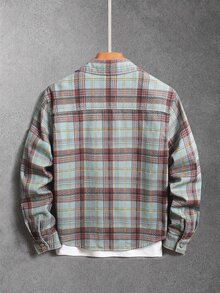 Manfinity Hypemode Men's Plaid Long Sleeve Single-Breasted Casual Pocket Denim Shirt - Multicolor - View 8