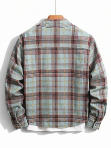 Manfinity Hypemode Men's Plaid Long Sleeve Single-Breasted Casual Pocket Denim Shirt - Multicolor - View 2