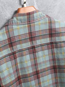 Manfinity Hypemode Men's Plaid Long Sleeve Single-Breasted Casual Pocket Denim Shirt - Multicolor - View 4