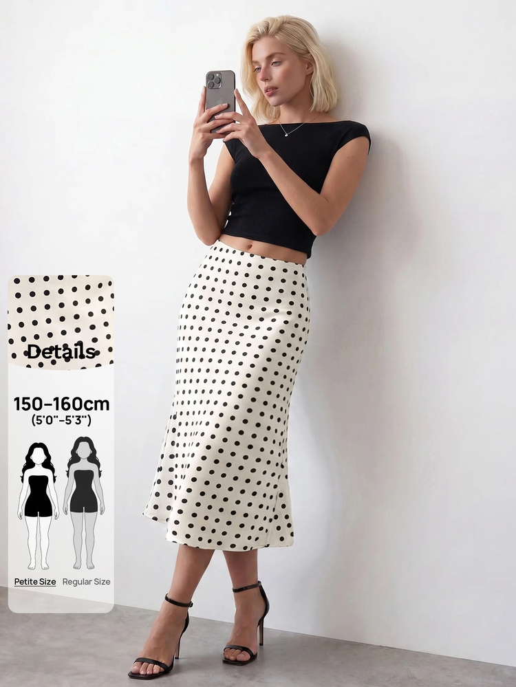 Sinnesro Women's Polka Dot Print Elegant Mermaid Skirt - White - View 5