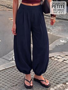 Sinnesro 2026 女款秋季度假系列：海軍藍高腰寬腿長褲，時尚休閒，適合居家、外出與海灘 - 藏蓝色 - 查看 1