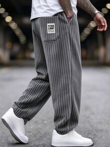 Sport MetroGents Men's Casual Straight Leg Corduroy Pants, Fashionable Quality, Gift For Boyfriend, Gym - Grey - View 1