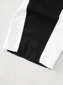 SHEIN Genkimix Kids 青少年男孩牛仔褲，四季皆宜，柔軟棉質，休閒時尚百搭舒適，極簡風彈性腰頭，側面白色對比設計，寬鬆直筒版型，黑白水洗軟牛仔面料，適合日常穿著與度假 - 彩色 - 查看 8