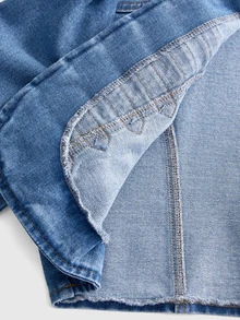 ROMWE Y2K Vintage Street Court Style Dark Blue Napoleon Decor Cropped Denim Jacket Coat For Women Night Out Autumn - Baby Blue - View 12