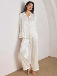 Ocili Women's 2 Pieces Set Long Sleeve Top And Long Pants Jacquard Fabric - Apricot - View 6