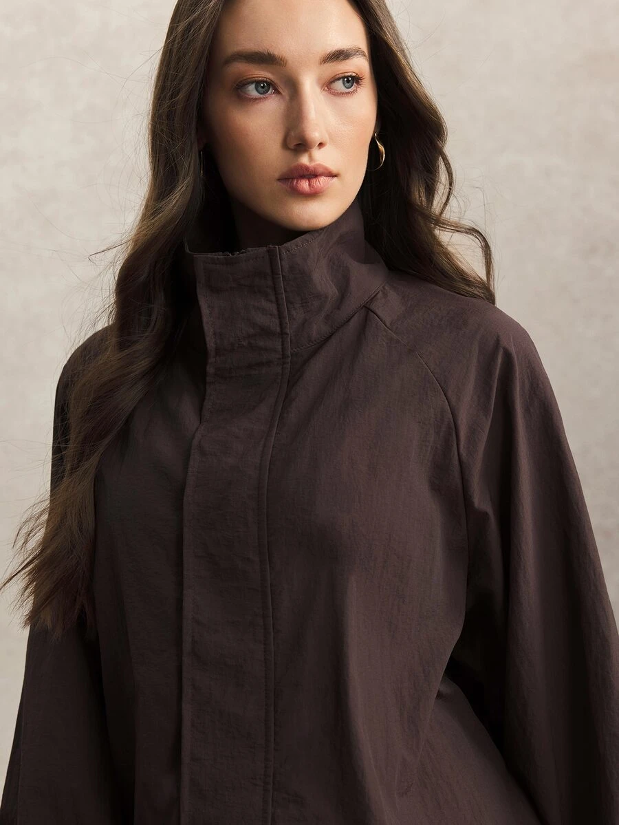 Activina Women's Solid Color Casual Versatile Sports Fall Jacket Lightweight Brown Over Sized Windbreaker Workout Fitness Outdoor Going Out Daily Gym - Camel - View 1