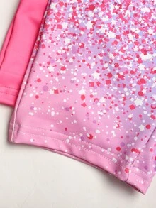 Young Girl) 2 Pieces Athletic Set, Sleeveless One-Piece Leotard With Shorts, Pink Star Gradient Glitter Print, Suitable For Gymnastics, Competition, Performance And Daily Sports, High Cost-Performance, Knitted High Elastic Comfortable Fabric - Multicolor - View 8