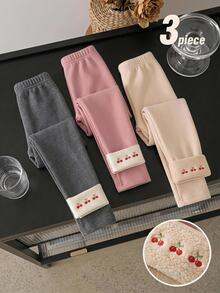 SHEIN 3PCS Young Girls Leggings Young Girl Young Girl - Multicolor - View 4