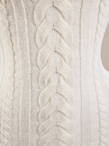 Amplova V-Neck Pocket Button Hooded Women's Fitted Mini Long Sleeve Crochet Knit Handmade Mini Knit Dress - Apricot - View 9