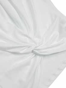 Balvessa Women's Solid Color V-Neck Long Sleeve Knot Design Casual T-Shirt - White - View 6