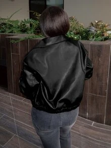 Tyla Gomez 女款秋季休閒街頭簡約百搭外套 秋冬女裝 夜出穿搭 黑色 - 黑色 - 查看 2