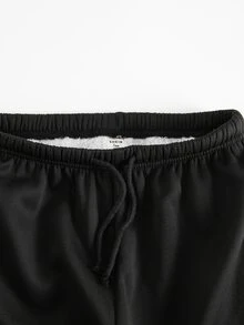 SHEIN 青少年女孩保暖內裡休閒寬鬆低腰抽繩腰鬆弛款 - 黑與白 - 查看 6