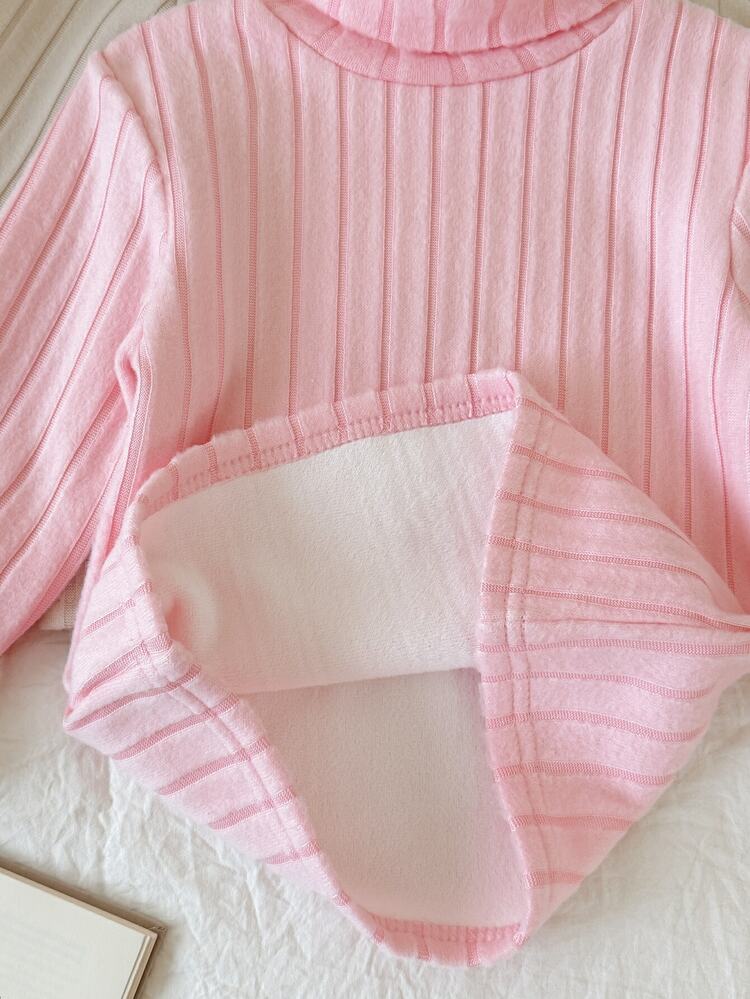 SHEIN Young Girl Young Girl Young Girls Ribbed Knit Turtleneck Sweaters Winter Day Back To School - Multicolor - View 8