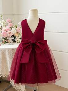 Young Girl Sweet & Young Girl Cute Jacquard Sleeveless Princess Dress - Green - View 6