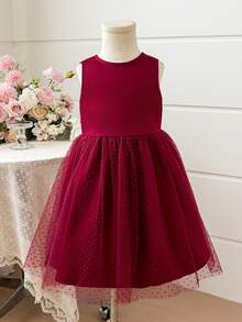 Young Girl Sweet & Young Girl Cute Jacquard Sleeveless Princess Dress - Green - View 7