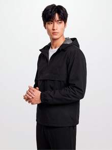 TekDrob WindProof & Water Repellent Minimal Hooded Anorak - Black - View 4