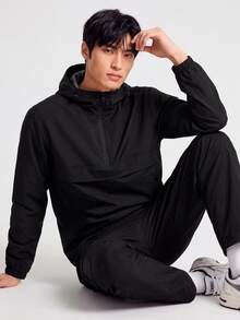 TekDrob WindProof & Water Repellent Minimal Hooded Anorak - Black - View 3