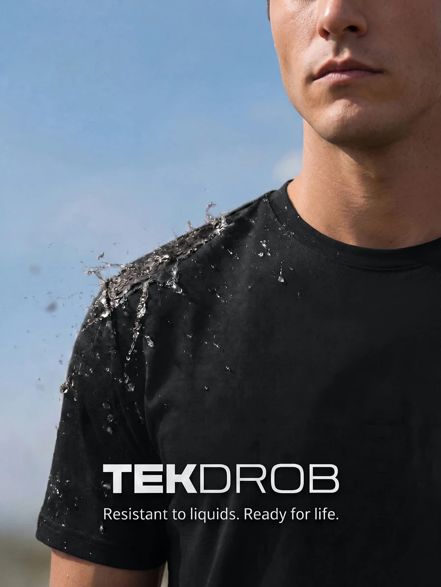 TekDrob Water Repellent & Breathable Cotton T-Shirt With Regular Fit, Short Sleeves And Stretch Effect - Black - View 1