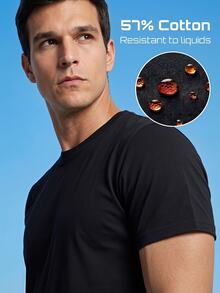 TekDrob Water Repellent & Breathable Cotton T-Shirt With Regular Fit, Short Sleeves And Stretch Effect - Black - View 3