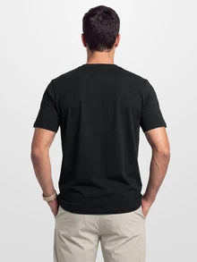 TekDrob Water Repellent & Breathable Cotton T-Shirt With Regular Fit, Short Sleeves And Stretch Effect - Black - View 2
