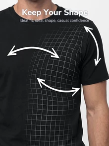 TekDrob Water Repellent & Breathable Cotton T-Shirt With Regular Fit, Short Sleeves And Stretch Effect - Black - View 4