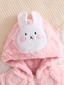 SHEIN 女童/女孩子可愛毛絨連身褲，秋冬款，休閒百搭 - 粉色 - 查看 3