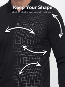 TekDrob Keep Warm Raglan Polo With Regular Fit, LongSleeves, Soft Touch And Micro Texture - Black - View 3