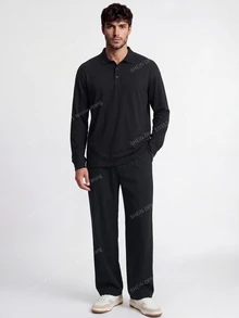 TekDrob Keep Warm Raglan Polo With Regular Fit, LongSleeves, Soft Touch And Micro Texture - Black - View 6