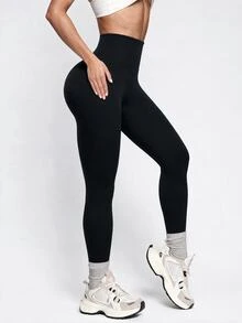 Easithlete 1件裝女款黑色保暖內裡無縫運動緊身褲，適合瑜伽、跑步、騎行、健身、戶外休閒穿著，新款熱銷款，四季皆宜 - 黑色 - 查看 5