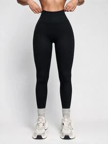 Easithlete 1件裝女款黑色保暖內裡無縫運動緊身褲，適合瑜伽、跑步、騎行、健身、戶外休閒穿著，新款熱銷款，四季皆宜 - 黑色 - 查看 6