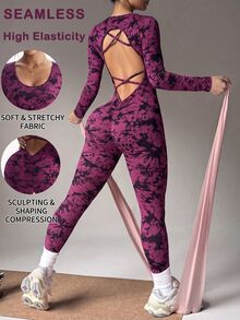 Slayform Women's Backless Casual Daily Wear Sports Jumpsuit - Red Violet - View 1