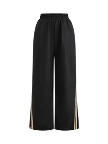 SHEIN Cheerettes 女款側條紋口袋寬鬆運動長褲 - 黑色 - 查看 3