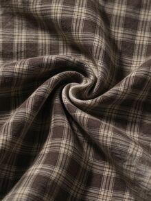 Linhara CURVE Plus Size Woven Checkered Casual Autumn Women's Shirt - Brown - View 4