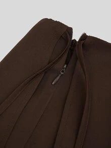 Sweetra Casual Elegant Minimalist Brown 2 In 1 Wide Leg Pants Plus Size Women's Trousers Fall - Brown - View 7