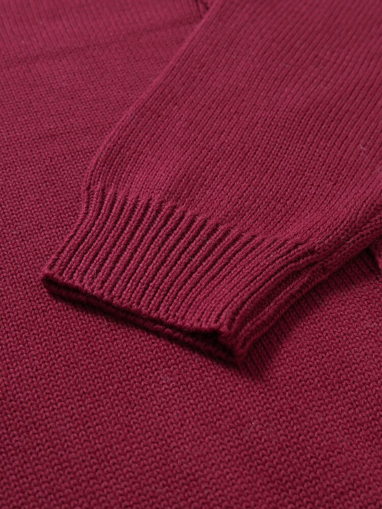 Calmiston Cotton Men Solid Button Front Cardigan, Preppy Casual Autumn Top, Men's And Women's Sweater, Suitable For Daily Wear, Leisure, Vacation, - Burgundy - View 4