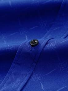 Calvornis Men's Black Button Down Long Sleeve Slim Fit Business Formal Dress Shirt , Men Royal Blue Luxury Designer Shirt,Fall, Ceremony - Royal Blue - View 7