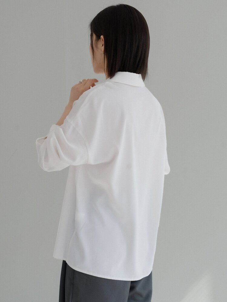Dazy-Less Women's Solid Color Drop Shoulder Long Sleeve Shirt,Long Sleeve Tops Business Casual Women,Fall Clothes - White - View 5
