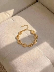Resyla 1pc Fashionable Symbol Design Delicate Bracelet, Elegant & Versatile Alloy Jewelry For Women, Suitable For Daily Wear - Gold - View 2