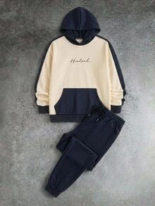 GETOML Men's Casual Contrast Color Numeral Print Sweatshirt And Sweatpants Set 2 Pieces Halloween Winter Party Autumn - Multicolor - View 6