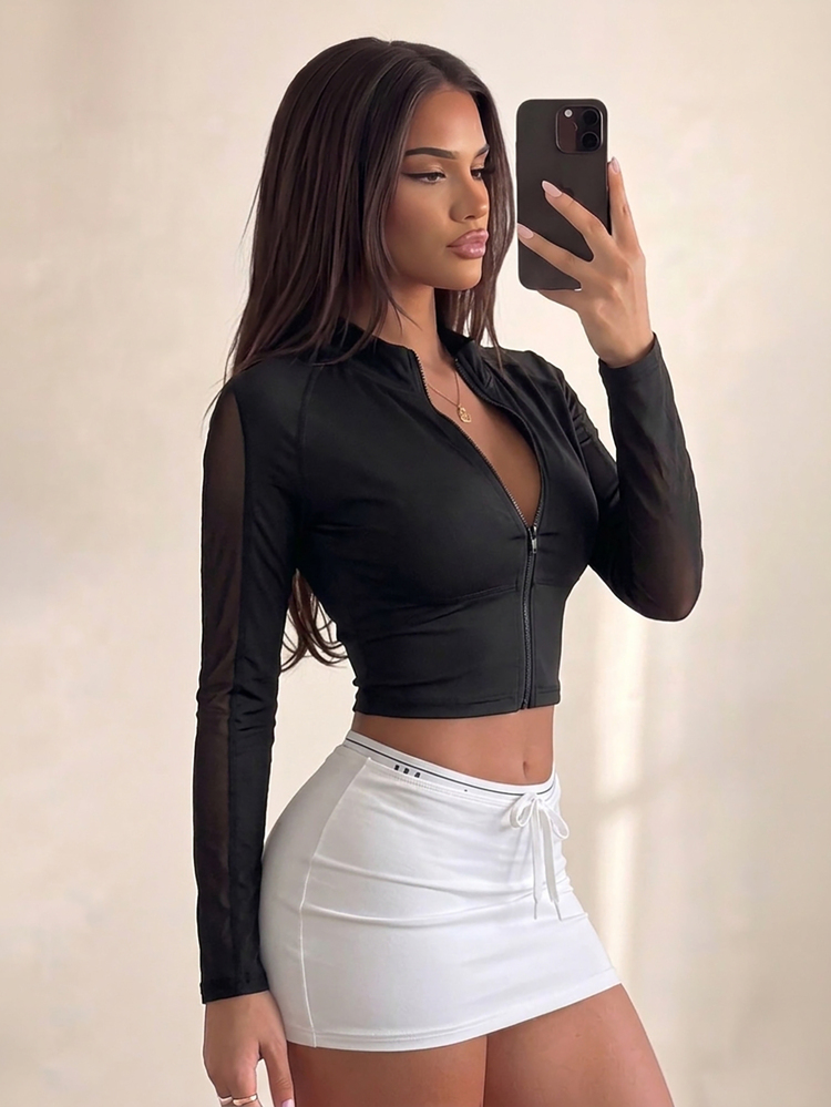 Slayform Slayform Women's High Elasticity Fitted Sports Jacket - Black - View 5