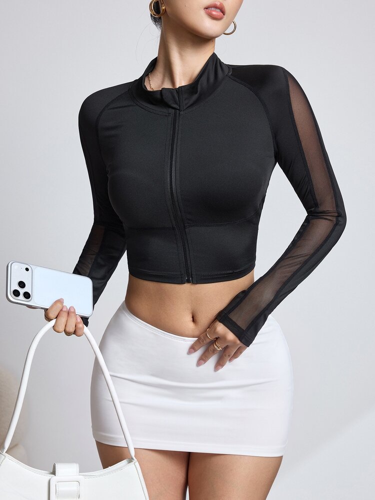 Slayform Slayform Women's High Elasticity Fitted Sports Jacket - Black - View 3