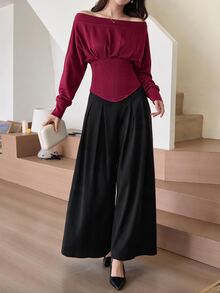Feyla Women's Solid Color Pleated Casual Versatile Daily Wear Blouse - Burgundy - View 7