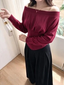 Feyla Women's Solid Color Pleated Casual Versatile Daily Wear Blouse - Burgundy - View 8