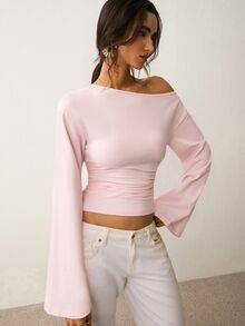 ATUI Studio Women's Pink Cotton-Blend Knit One-Shoulder Top Fall Fashion Y2K Style Date Night Pretty In Pink Thanksgiving OOTD - Pink - View 8