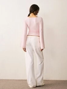 ATUI Studio Women's Pink Cotton-Blend Knit One-Shoulder Top Fall Fashion Y2K Style Date Night Pretty In Pink Thanksgiving OOTD - Pink - View 7