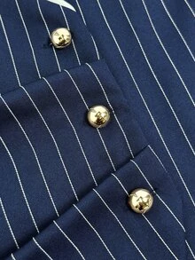 Elenzga Setelan Kasual Elegan Minimalis 2 Potong Warna Biru Tua untuk Perjalanan Kerja di Musim Gugur - Navy Blue - View 6