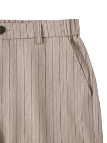 HUEFORM Men's Old Money Grey & Black Striped Slightly Flared Long Pants,The Fabric Has A Premium Feel; Suitable For Everyday Outings - Khaki - View 4
