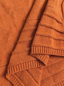 Rosumi Plus Size Women's Autumn/Winter High Neck Cape Asymmetrical Hem Pullover Knit Solid Color Brown Poncho-Style Pullover Sweater,Fall,Knit Top,Casual - Rust Brown - View 7