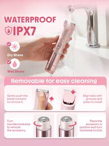 SHEGLAM HAIR Smooth Moves 雙頭電動比基尼修剪器，女士電動刮鬍刀，快速、溫和、順滑，IPX7 防水，內建 LED 燈，乾剃/濕剃，不刮傷/割傷，不引起毛髮倒生，不灼傷皮膚，通用電壓，適用於腿部、腋下、比基尼區域、臉頰、上唇、下巴等部位。 化妝品 假期 配件 粉紅色的 梳子 秋天 - 粉色 - 查看 7