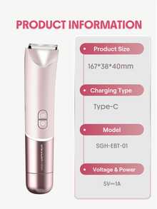 SHEGLAM HAIR Smooth Moves 雙頭電動比基尼修剪器，女士電動刮鬍刀，快速、溫和、順滑，IPX7 防水，內建 LED 燈，乾剃/濕剃，不刮傷/割傷，不引起毛髮倒生，不灼傷皮膚，通用電壓，適用於腿部、腋下、比基尼區域、臉頰、上唇、下巴等部位。 化妝品 假期 配件 粉紅色的 梳子 秋天 - 粉色 - 查看 11